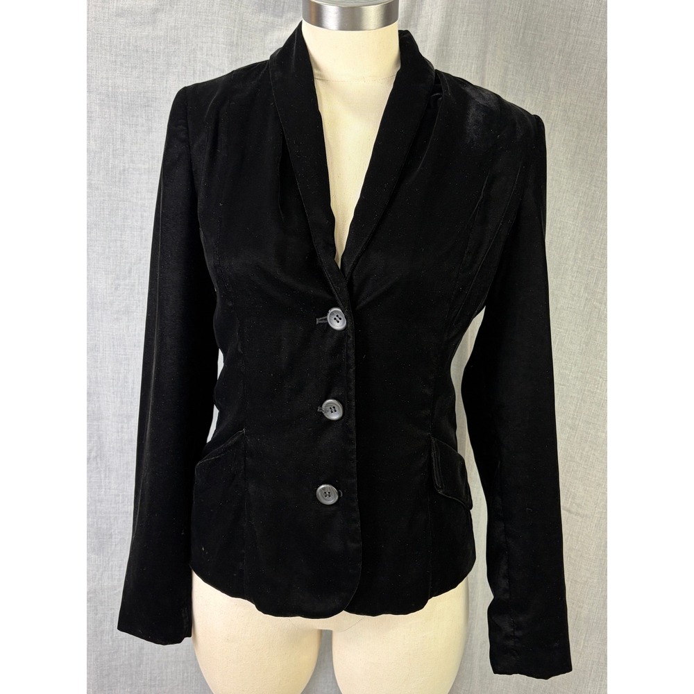Fossil Black Velvet Tailored‎ Blazer Jacket Vintage Y2K Inspired Size 2